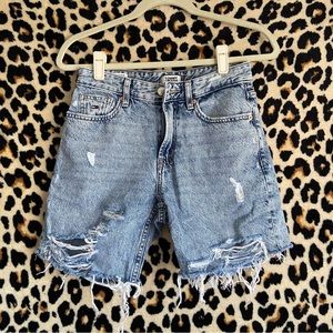 Tommy Hilfiger Acid Wash Distressed Denim Shorts